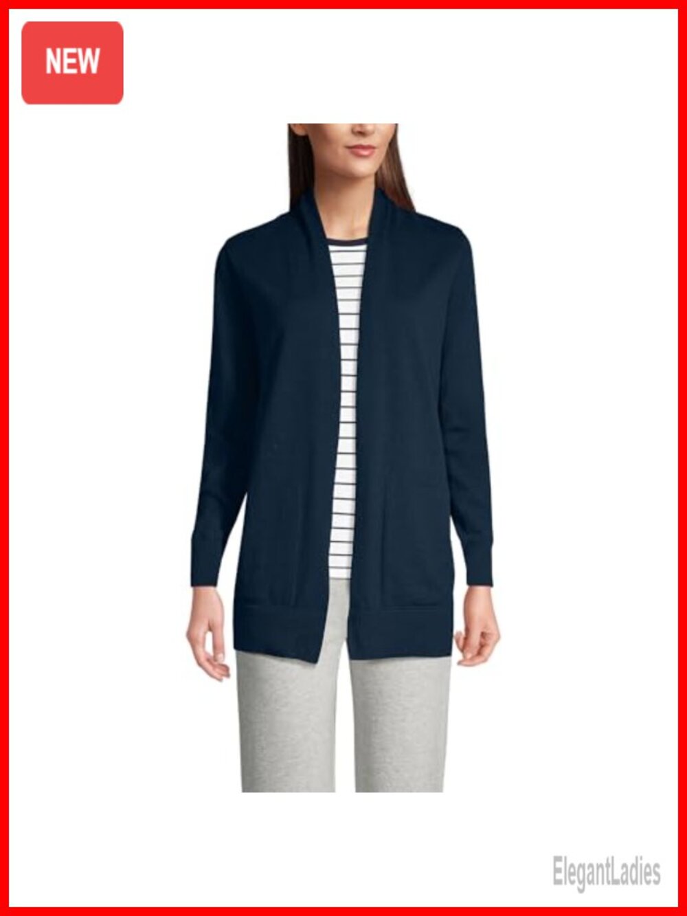 Womens Long Sleeve Open Front Tunic Cardigan Sweater 100% Cotton